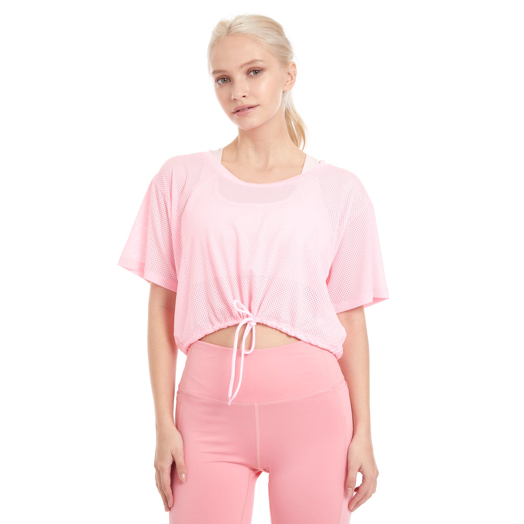 PSK Collective Women's Tie Front Mesh Top - psk-collective