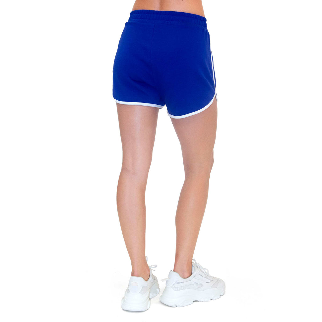 PSK Collective Curved Hem Shorts bright blue color back view