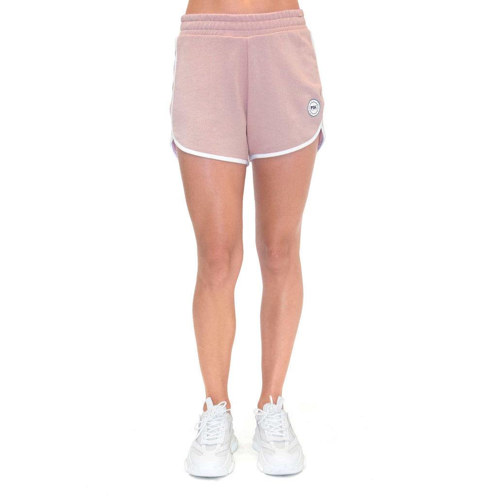 PSK Collective Curved Hem Shorts light coral color front view