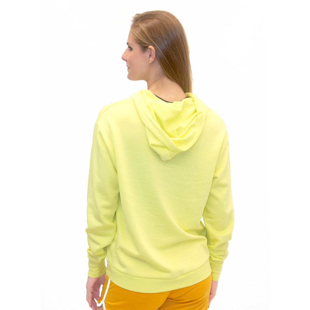 PSK Collective Curved hem High-low Hoodie canary yellow color back view