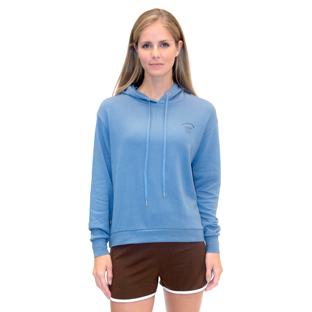 PSK Collective Curved hem High-low Hoodie jade color front view